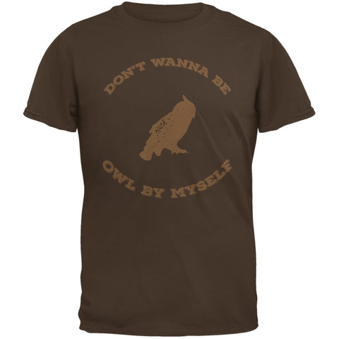 Valentine's Day - Paws - Don't Wanna be Owl by Myself Brown Adult T-Shirt