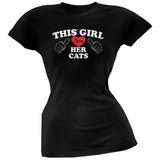 This Girl Loves Her Cats Black Soft Juniors T-Shirt