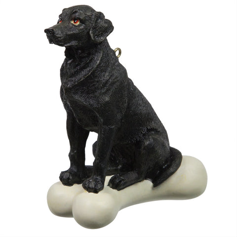 Black Labrador Retreiver on Bone Ornament