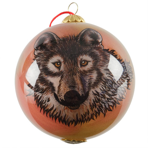 Wolf Face Glass Ball Ornament