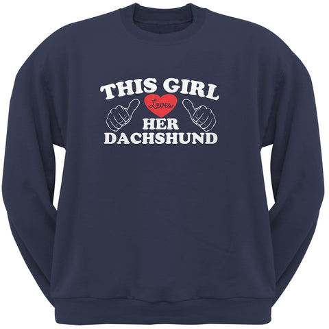 This Girl Loves Her Dachshund Navy Adult Crew Neck Sweatshirt