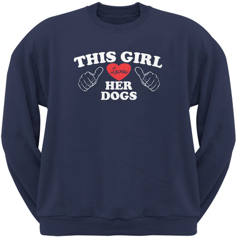 This Girl Loves Her Dogs Navy Adult Crew Neck Sweatshirt