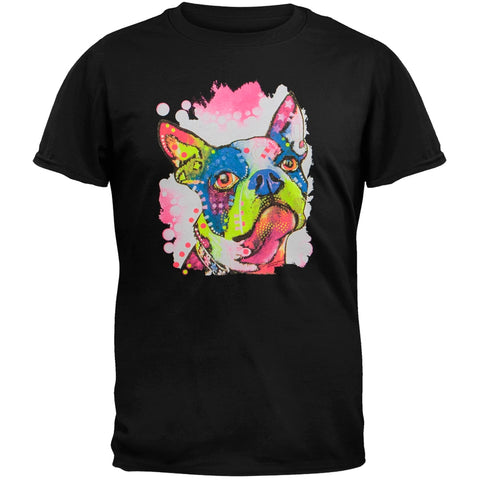 Boston Terrier Neon Black Light Adult T-Shirt
