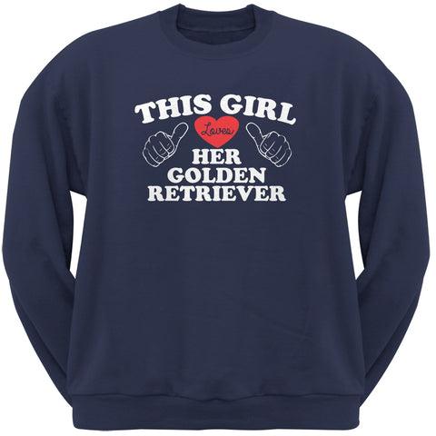 This Girl Loves Her Golden Retriever Navy Adult Crew Neck Sweatshirt
