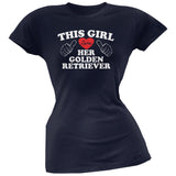 This Girl Loves Her Golden Retriever Black Soft Juniors T-Shirt