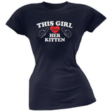 This Girl Loves Her Kitten Black Soft Juniors T-Shirt