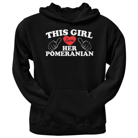 This Girl Loves Her Pomeranian Black Adult Pullover Hoodie