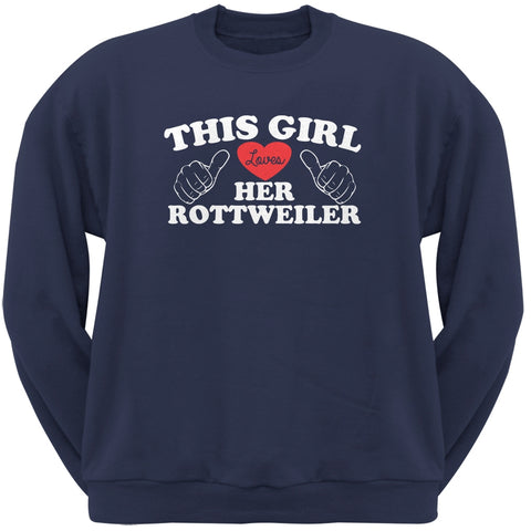 This Girl Loves Her Rottweiler Navy Adult Crew Neck Sweatshirt