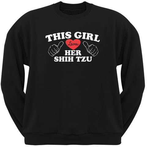 This Girl Loves Her Shih Tzu Black Adult Crew Neck Sweatshirt
