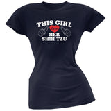This Girl Loves Her Shih Tzu Black Soft Juniors T-Shirt