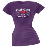 This Girl Loves Her Shih Tzu Black Soft Juniors T-Shirt