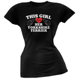 This Girl Loves Her Yorkshire Terrier Black Soft Juniors T-Shirt