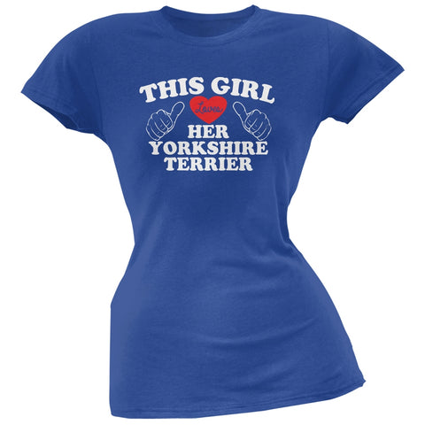 This Girl Loves Her Yorkshire Terrier Blue Soft Juniors T-Shirt