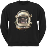 Astronaut Pug Black Adult Crew Neck Sweatshirt