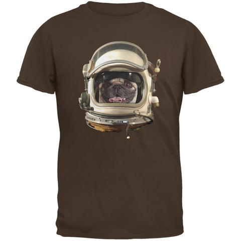 Astronaut Pug Brown Adult T-Shirt