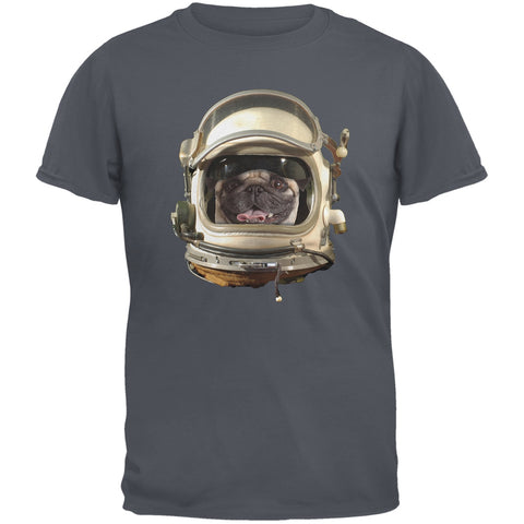 Astronaut Pug Grey Adult T-Shirt