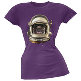 Astronaut Pug Black Soft Juniors T-Shirt