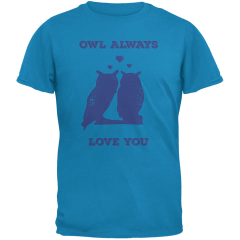 Valentine's Day - Paws - Owl Always Love You Blue Adult T-Shirt