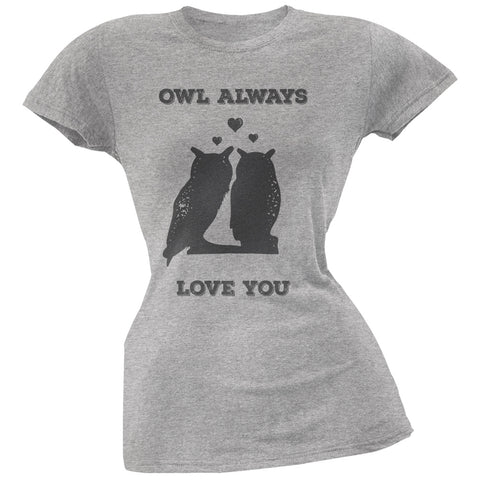 Valentine's Day - Paws - Owl Always Love You Heather Soft Juniors T-Shirt