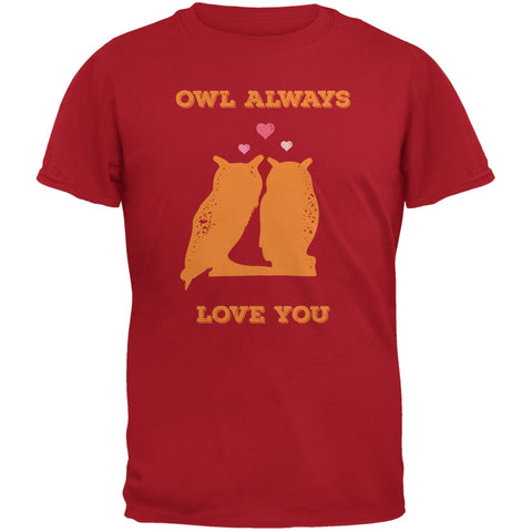 Valentine's Day - Paws - Owl Always Love You Red Adult T-Shirt