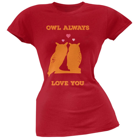 Valentine's Day - Paws - Owl Always Love You Red Soft Juniors T-Shirt