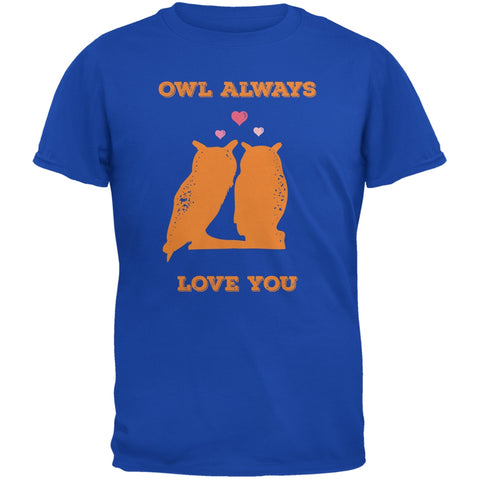 Valentine's Day - Paws - Owl Always Love You Royal Blue Adult T-Shirt