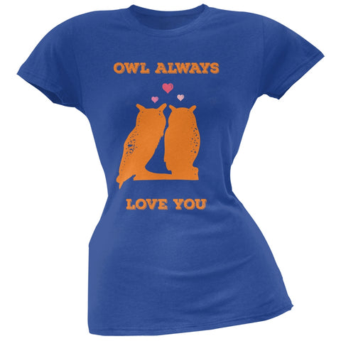 Valentine's Day - Paws - Owl Always Love You Royal Blue Soft Juniors T-Shirt