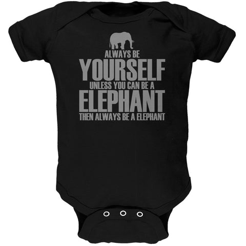 Always Be Yourself Elephant Black Soft Baby One Piece