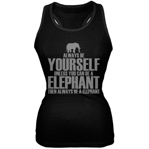 Always Be Yourself Elephant Black Juniors Soft Tank Top