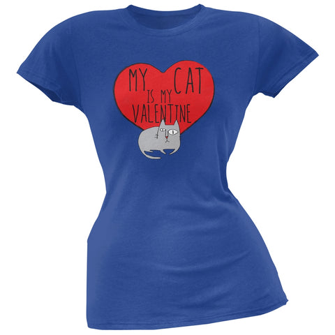 Valentine's Day - My Cat Is My Valentine Blue Soft Juniors T-Shirt