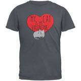 My Cat Is My Valentine Black Adult T-Shirt