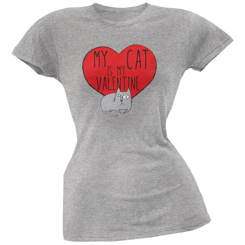 Valentine's Day - My Cat Is My Valentine Grey Soft Juniors T-Shirt
