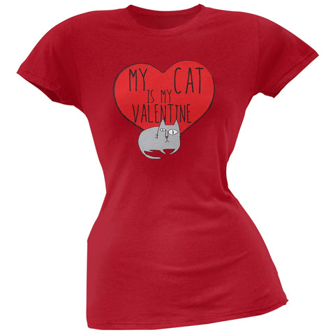 Valentine's Day - My Cat Is My Valentine Red Soft Juniors T-Shirt
