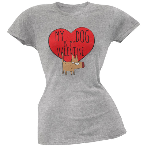 Valentine's Day - My Dog Is My Valentine Grey Soft Juniors T-Shirt