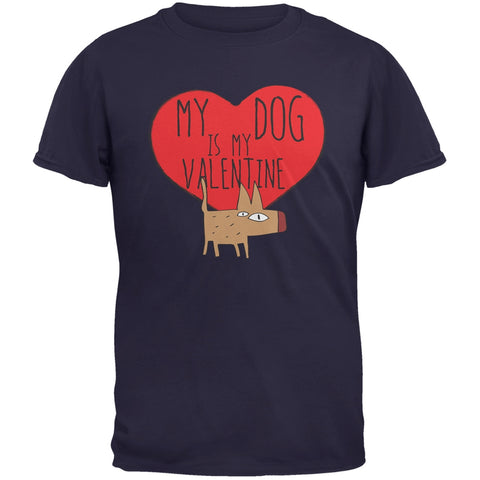 Valentine's Day - My Dog Is My Valentine Navy Adult T-Shirt