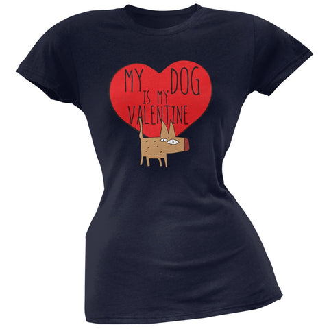 Valentine's Day - My Dog Is My Valentine Navy Soft Juniors T-Shirt