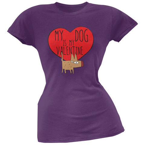 Valentine's Day - My Dog Is My Valentine Purple Soft Juniors T-Shirt