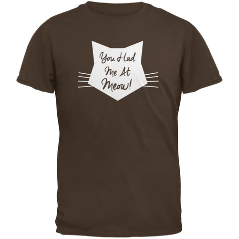 Valentine's Day - You Had Me At Meow Brown Adult T-Shirt