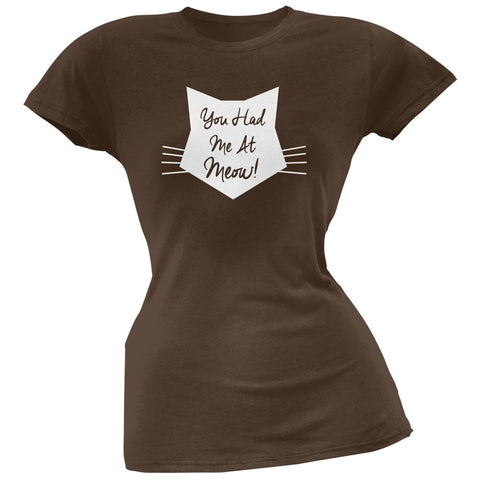 Valentine's Day - You Had Me At Meow Brown Soft Juniors T-Shirt