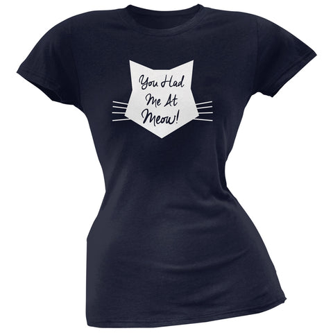 Valentine's Day - You Had Me At Meow Navy Soft Juniors T-Shirt
