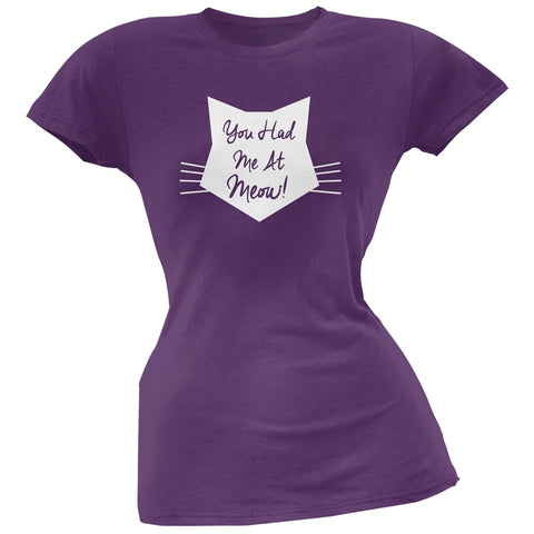 Valentine's Day - You Had Me At Meow Purple Soft Juniors T-Shirt
