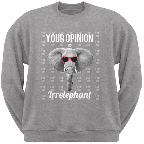 Paws - Elephant Your Opinion is Irrelephant Heather Adult Crew Neck Sweatshirt