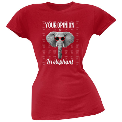 Paws - Elephant Your Opinion is Irrelephant Red Soft Juniors T-Shirt