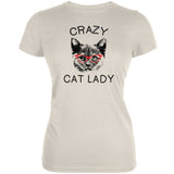 Crazy Cat Lady With Glasses Blue Soft Juniors T-Shirt