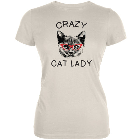 Crazy Cat Lady With Glasses Cream Soft Juniors T-Shirt