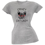 Crazy Cat Lady With Glasses Blue Soft Juniors T-Shirt
