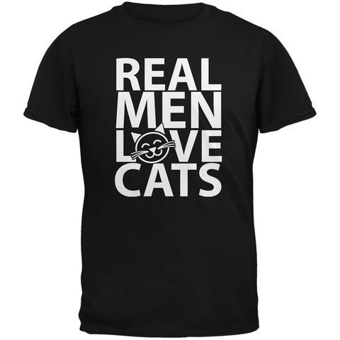 Valentine's Day - Real Men Love Cats Black Adult T-Shirt