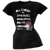 Valentine's Day - All I Need Is My Dachshund Black Soft Juniors T-Shirt