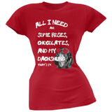 Valentine's Day - All I Need Is My Dachshund Black Soft Juniors T-Shirt