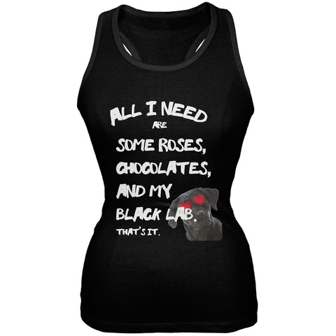 Valentine's Day - All I Need is My Black Lab Black Soft Juniors Tank Top
